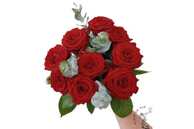 Roses rouges et eucalyptus product image